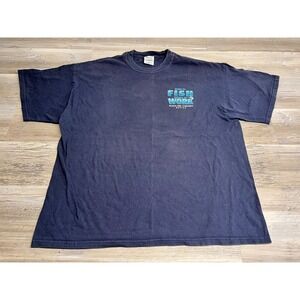 Funny Graphic Oversized T-Shirt Faded Born to Fish Forced to Work 2XL Mexico Vtg